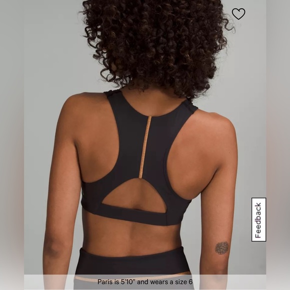 Lululemon Tough Train high neck bra, black/orange soda, size 6 - Picture 4 of 10